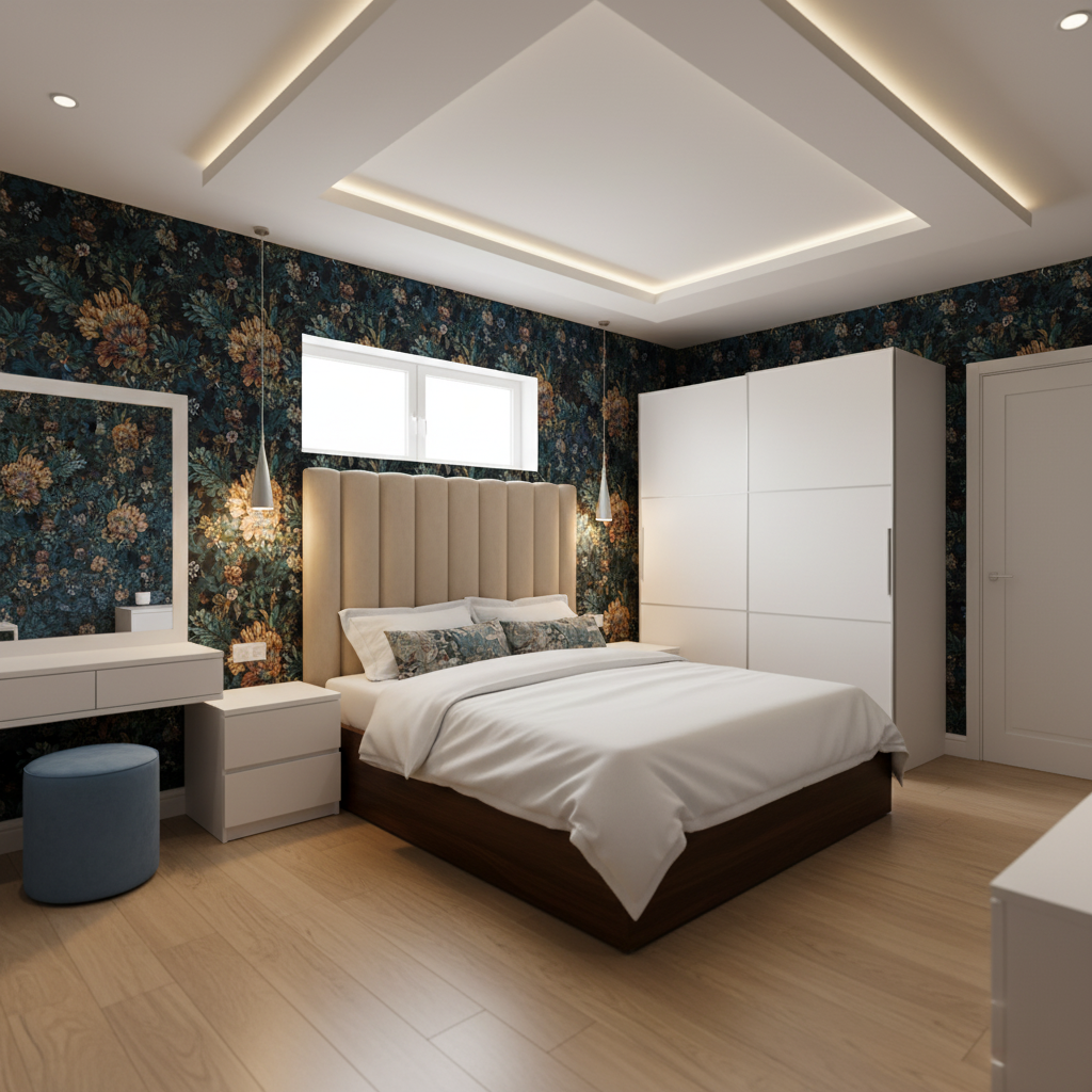 Modern Floral Retreat Contemporary Bedroom Interior Design