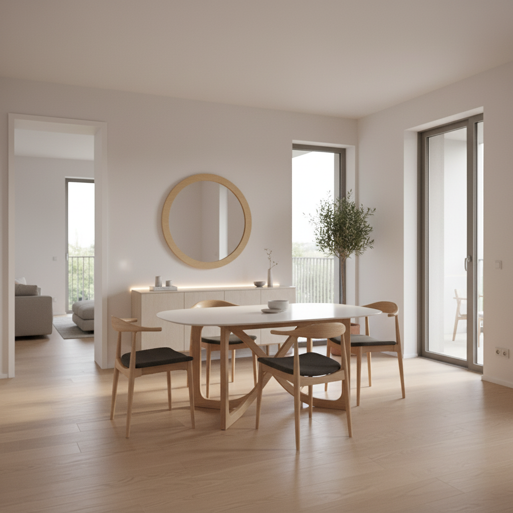 Scandinavian Minimalist Dining Room Interior Design With Natural Oak